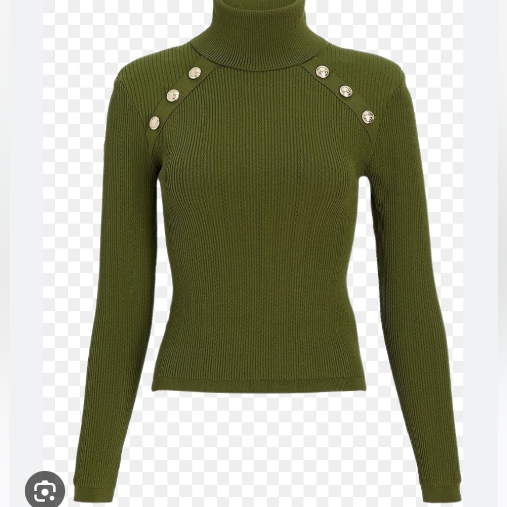 “Express” Army Green, Turtleneck Sweater; Size Sm… - image 3